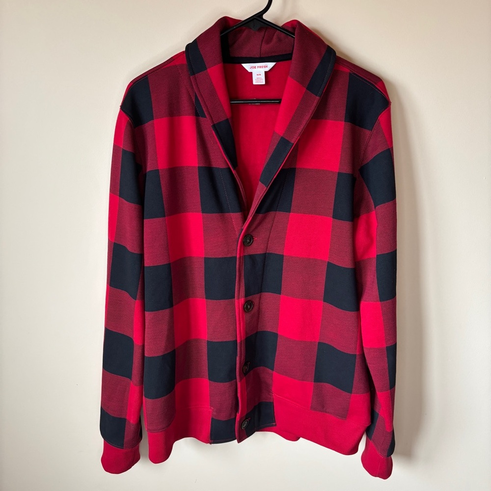 Joe Fresh Red & Black Lightweight Plaid Shirt Jacket sz M